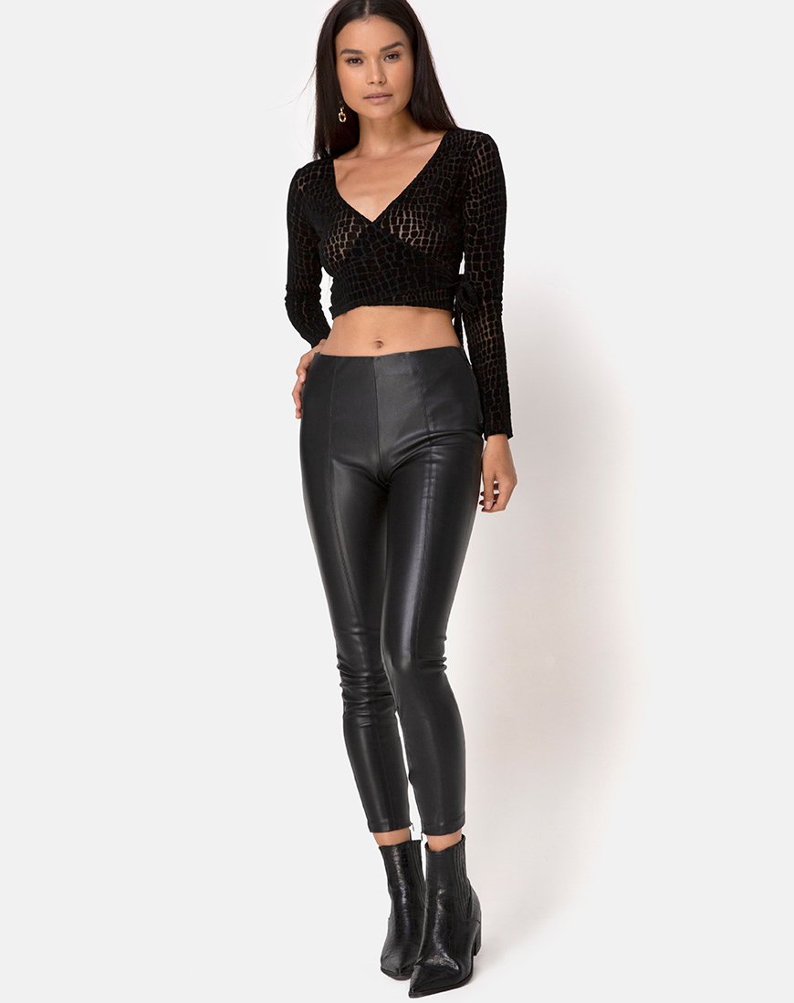 Immagine di Kayak Wrap Top in Croc Flock Nero