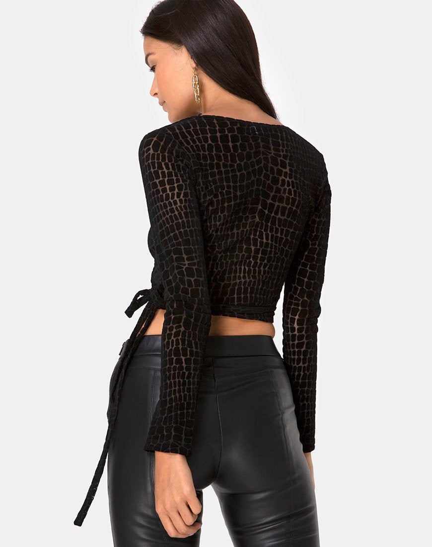 Immagine di Kayak Wrap Top in Croc Flock Nero