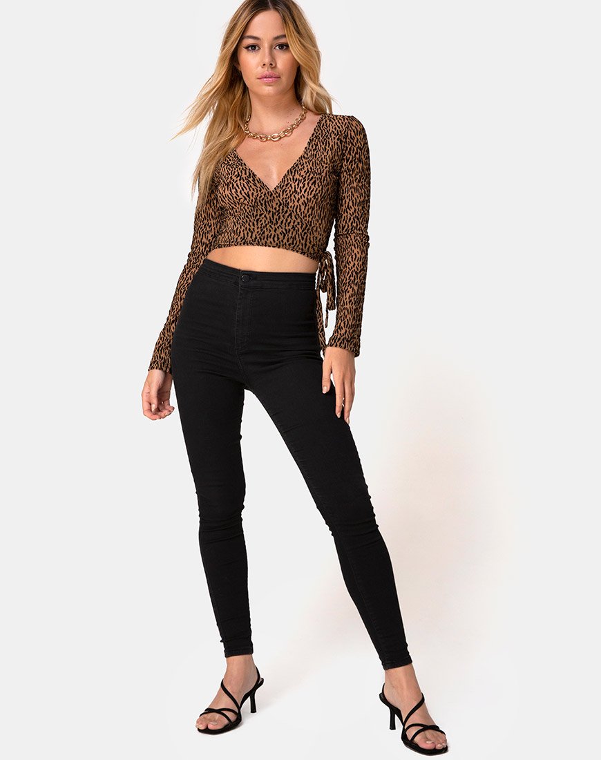 Immagine di Kayak Wrap Top in Animal Flock Tan Net
