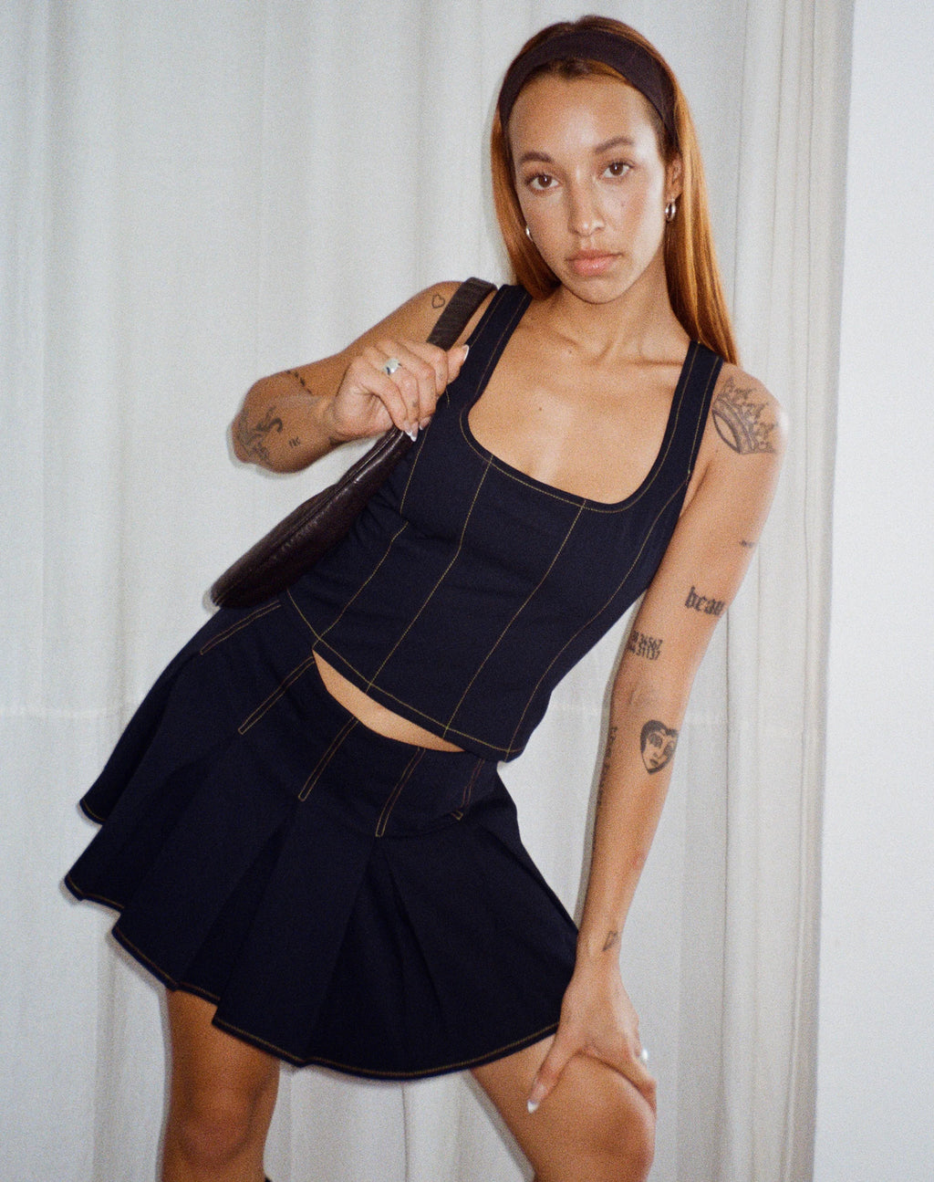 Top con corsetto Kayaso in Marina