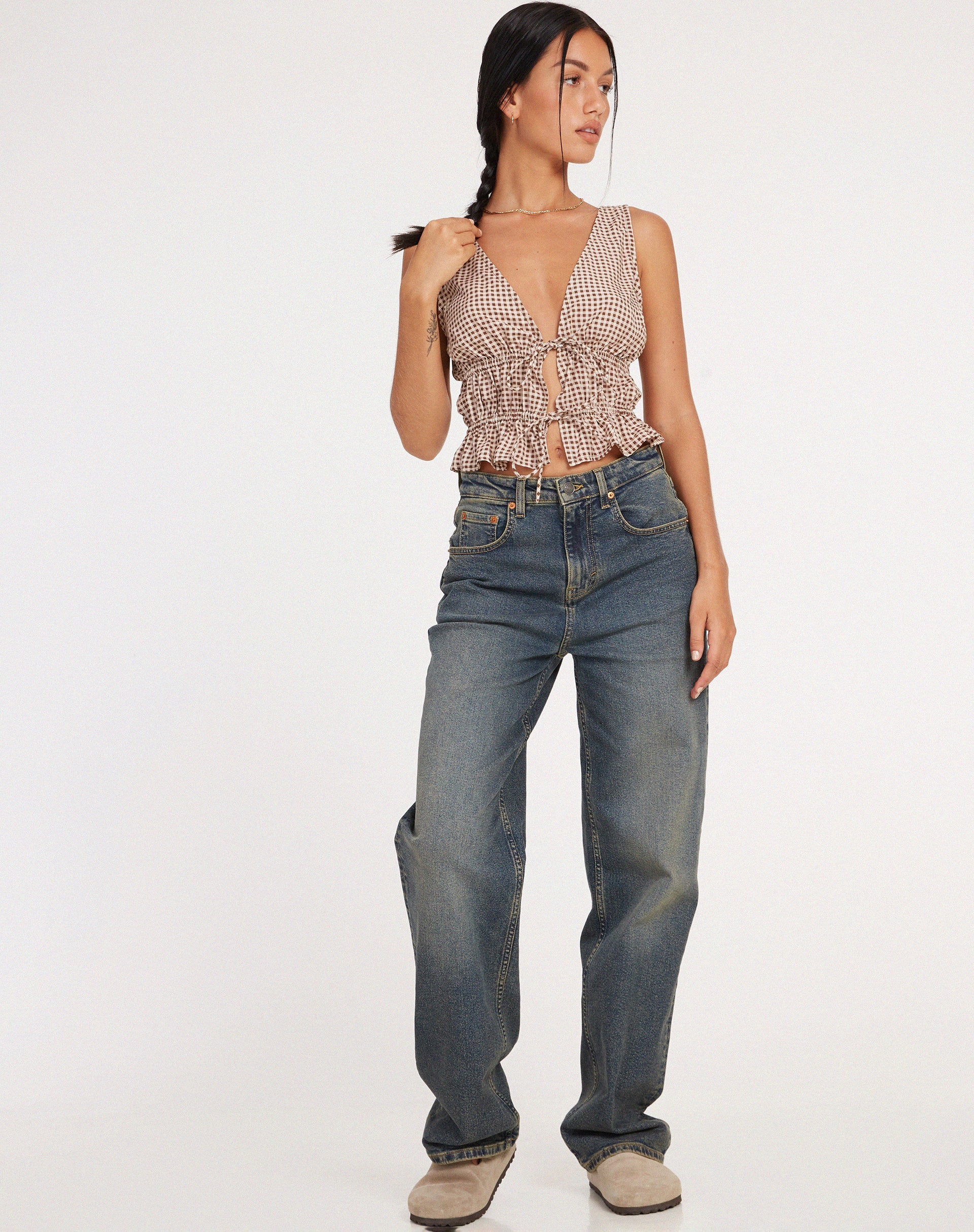 IMMAGINE DI Kayson Crop Top in Mini Gingham