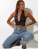 Immagine di Keiza Crop Top in raso nero