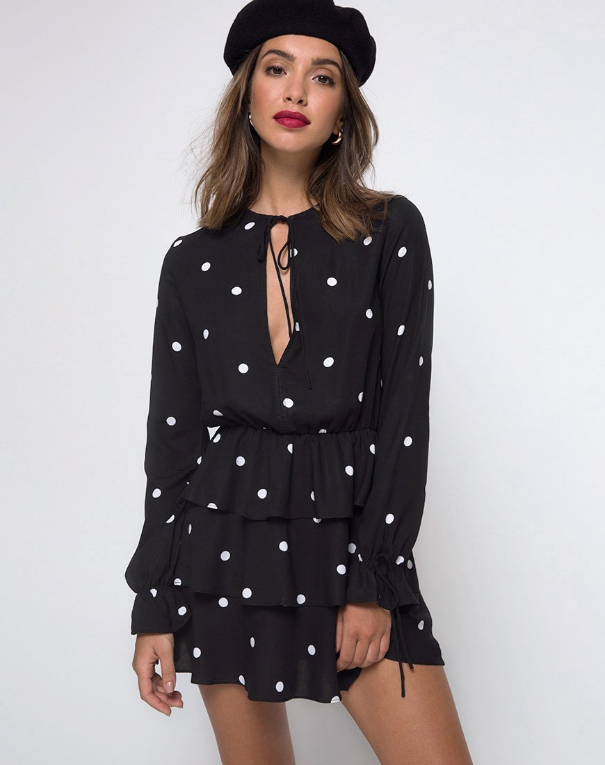 Abito Kepsibelle in polkadot bianco e nero