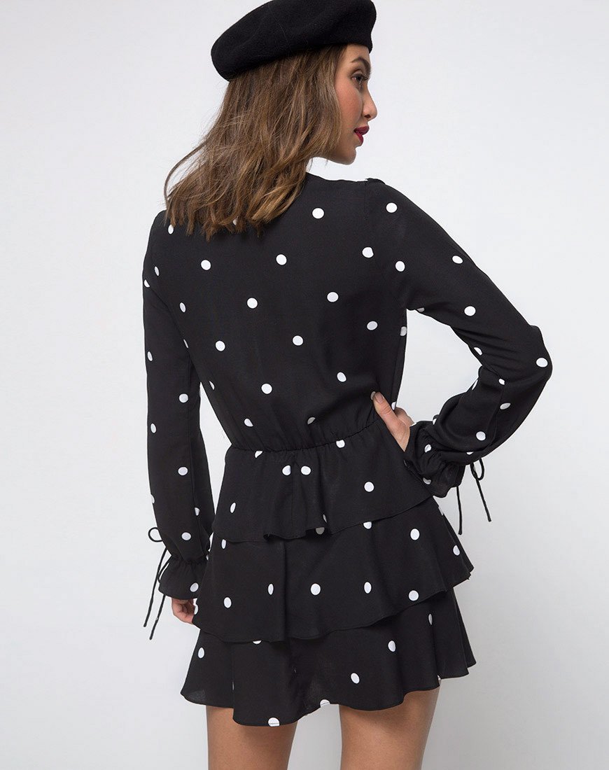 Abito Kepsibelle in polkadot bianco e nero