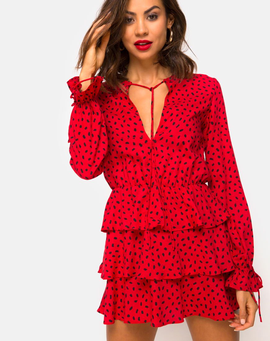 Abito Kepsibelle in Mini Diana Dot Rosso e Nero