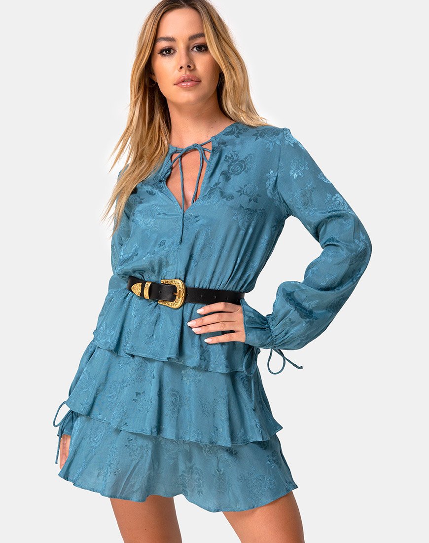 Abito Kepsibelle in raso rosa blu polvere