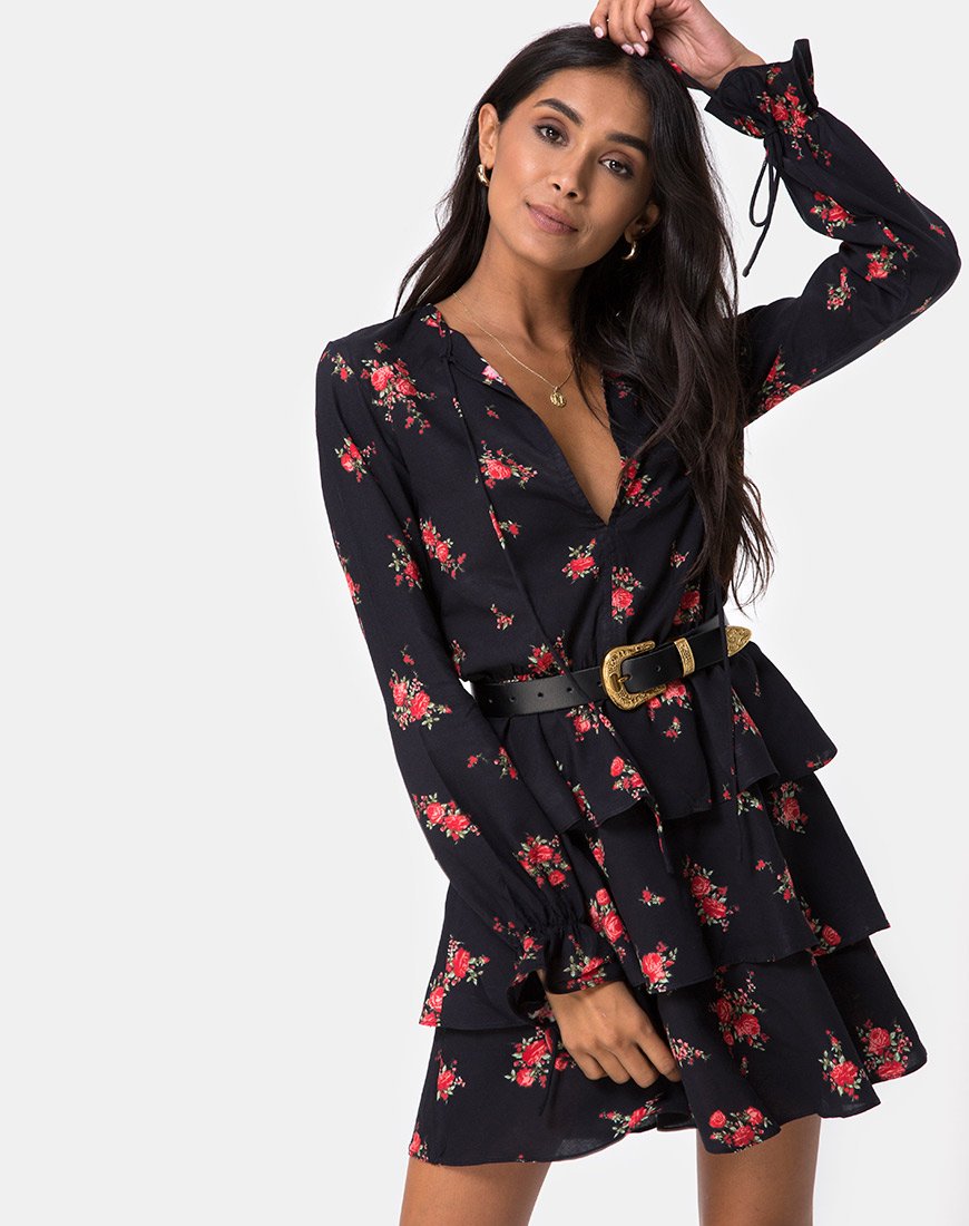 Immagine di Kepsibelle Abito in Soi Rose Nero e Rosso