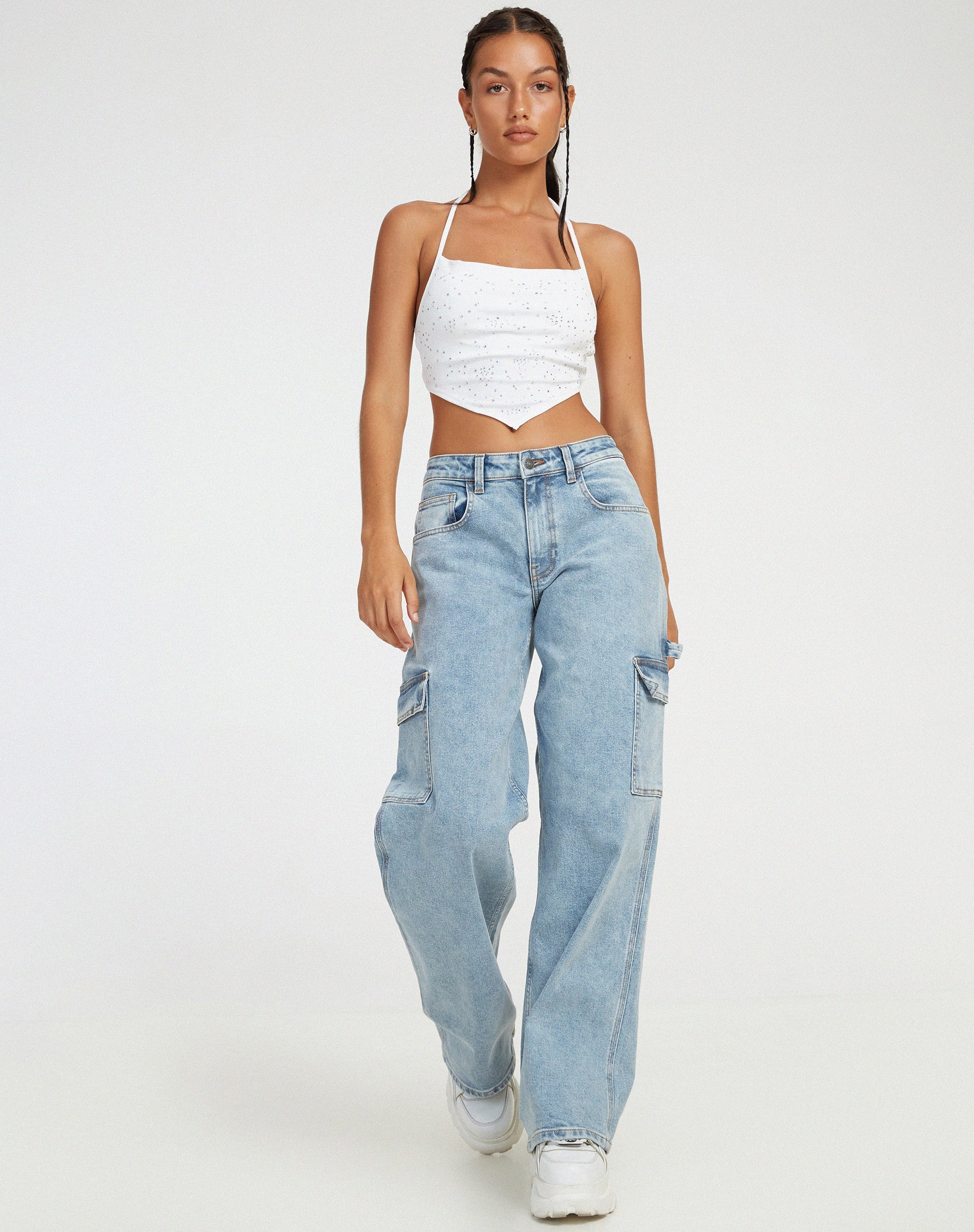 immagine di Ketida Crop Top in diamante bianco