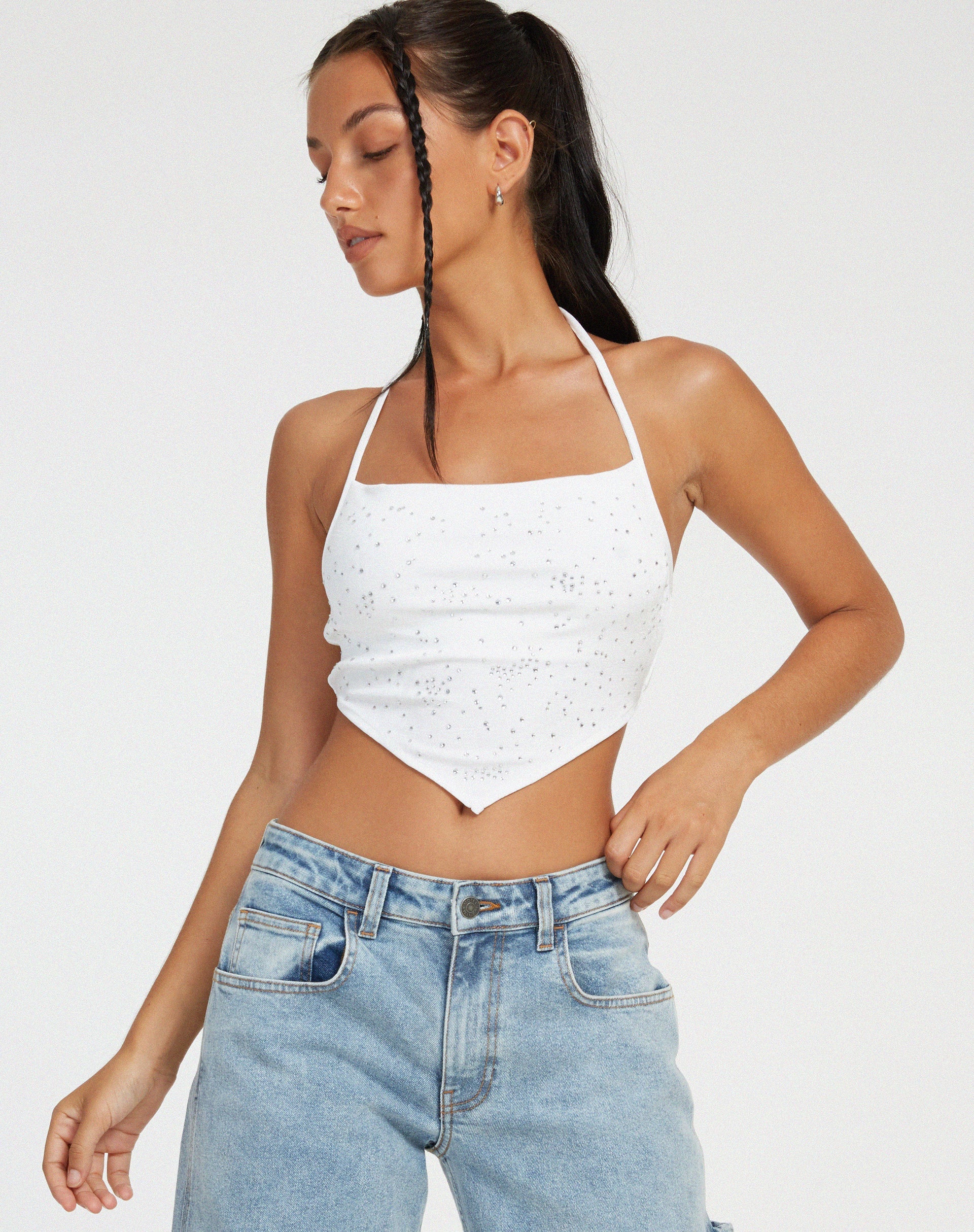 immagine di Ketida Crop Top in diamante bianco