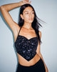 immagine di Ketida Crop Top con scollo a mezzaluna in diamante nero