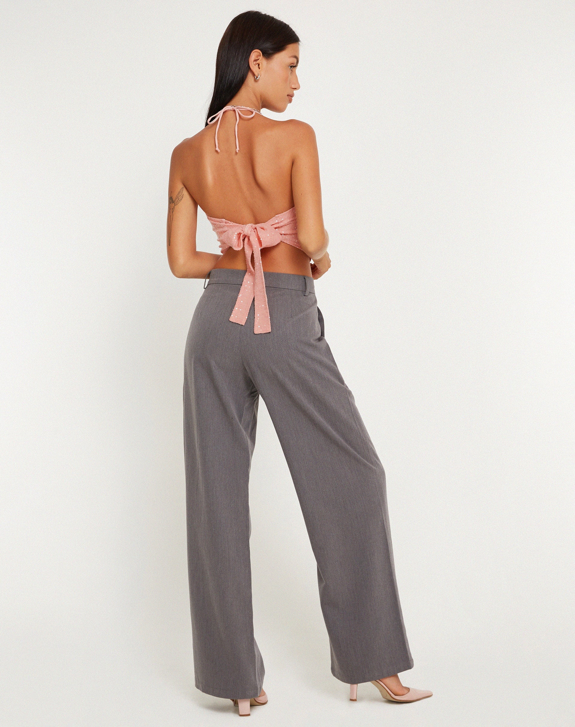 immagine di Ketida Crop Top in Drape Sequin Rosa