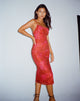 immagine di Kilia Midi Dress in rosso floreale acquerello