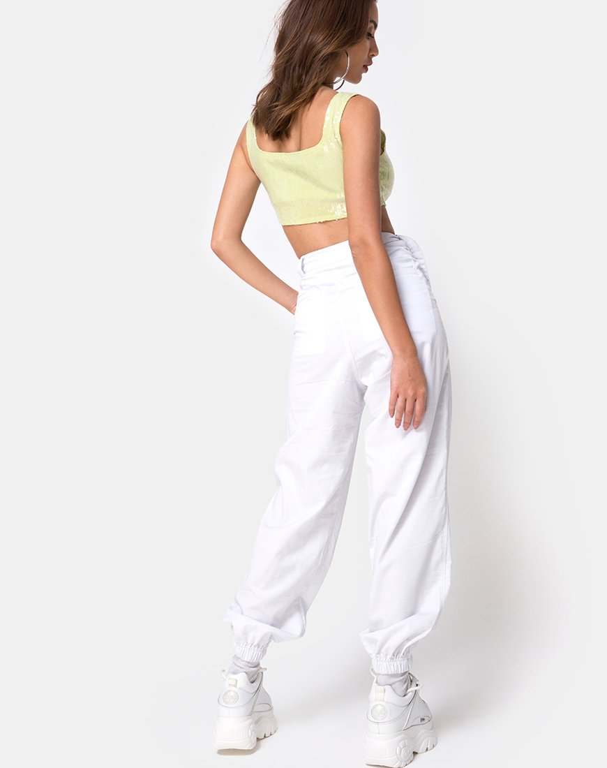 Immagine di Kim Crop Top in pistacchio con paillettes chiare