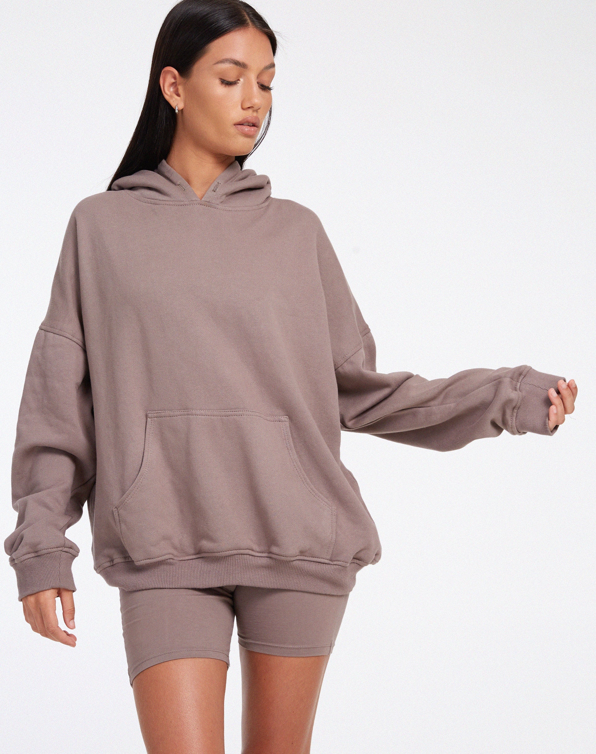 immagine della felpa con cappuccio oversize in pile Antler