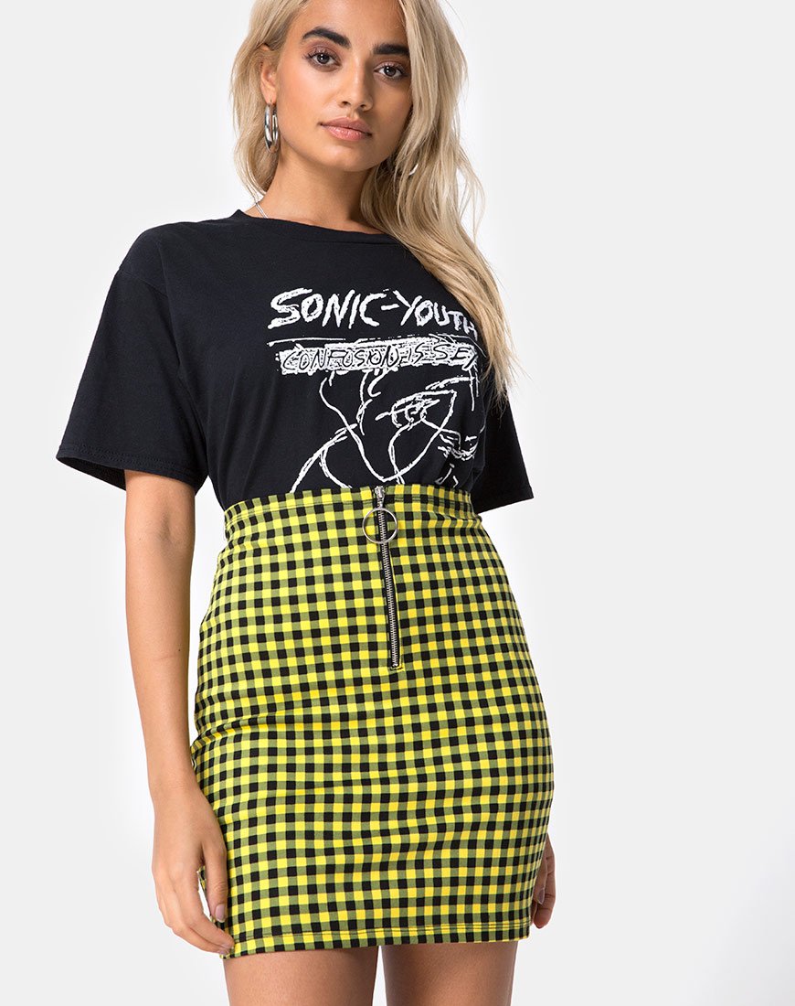 Kimber - Gonna Bodycon in percalle medio giallo