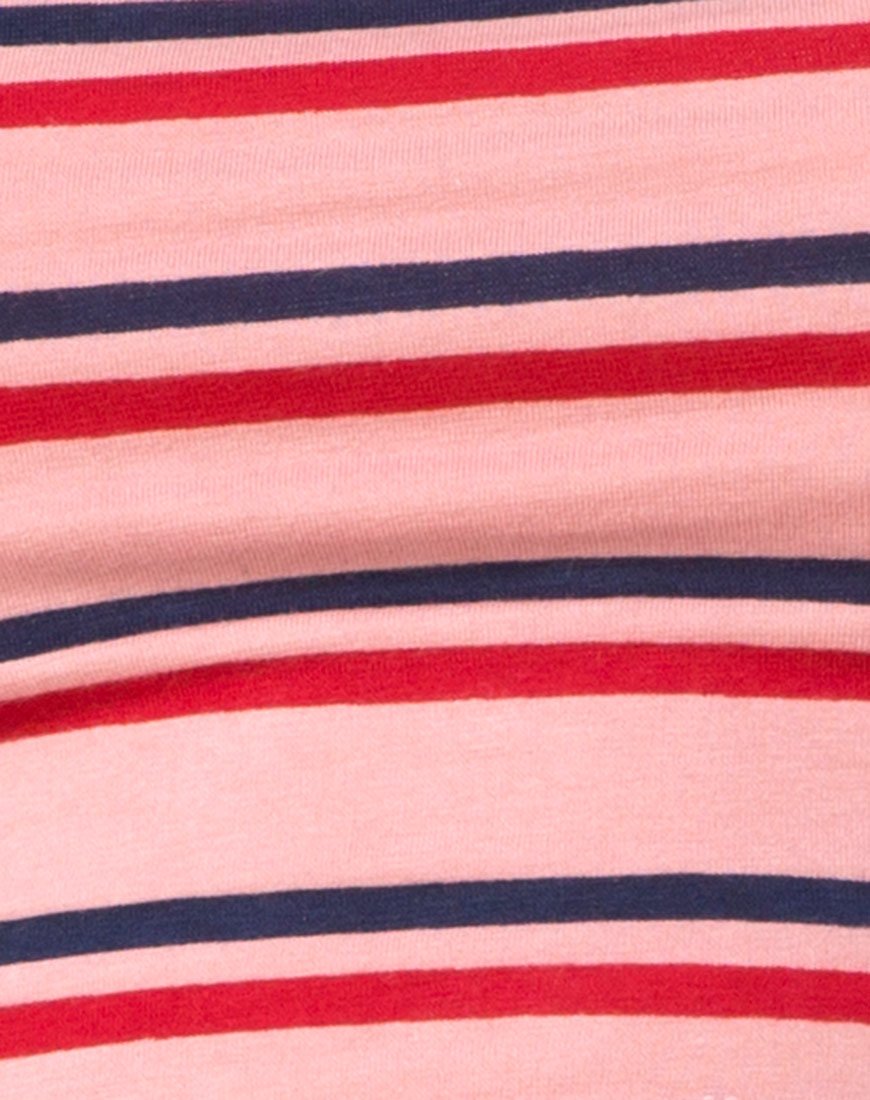 Immagine di Fonda Crop Top a righe anni '70 Rosa Orizzontale