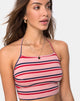 Immagine di Fonda Crop Top a righe anni '70 Rosa Orizzontale