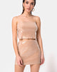 Immagine di Champo Crop Top in cammello con paillettes chiare