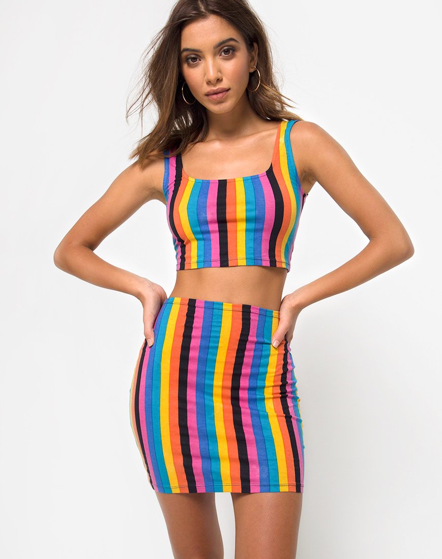 Immagine di Kimmy Gonna Bodycon in Nuova Riga Mista Verticale