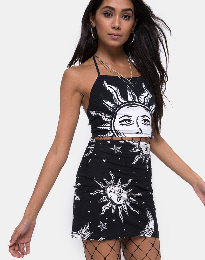 Gonna Kimmy Bodycon in versione oversize Sole, Luna e Stelle