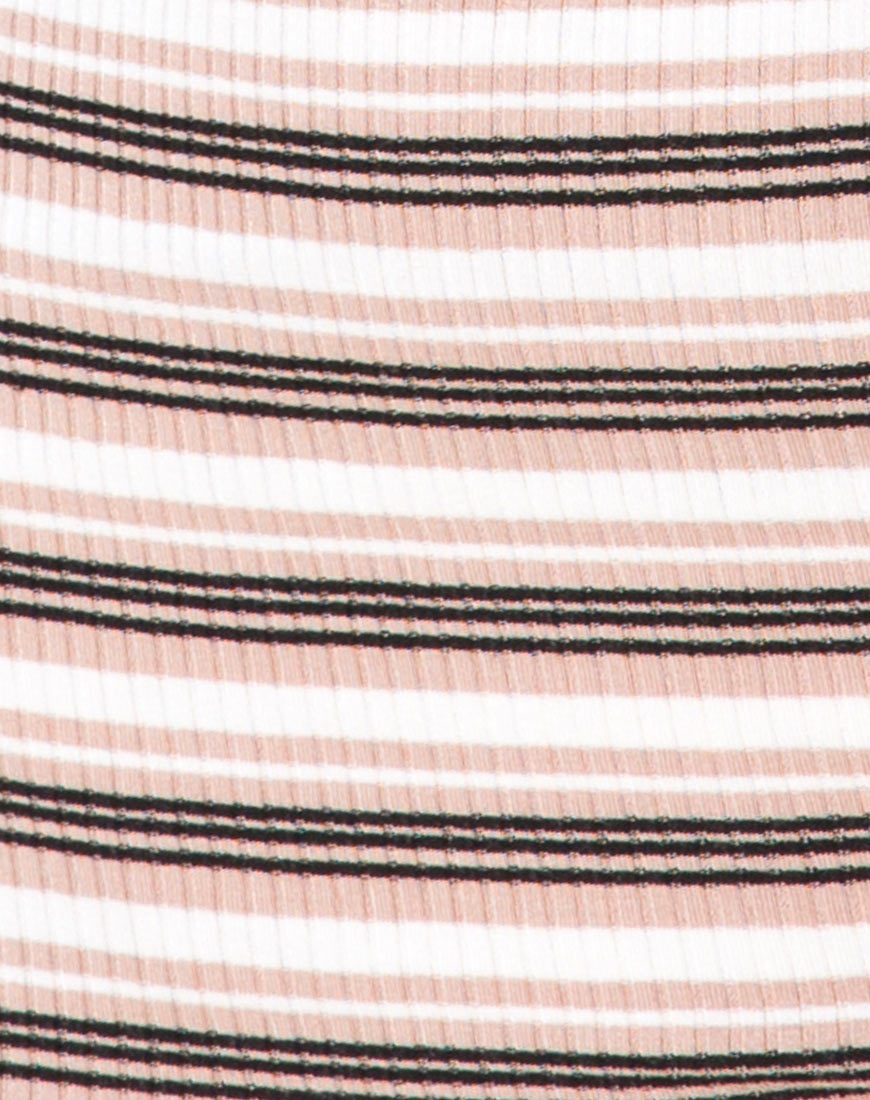 Immagine di Kimmy Gonna Bodycon in crema a righe a coste Nero e Tan