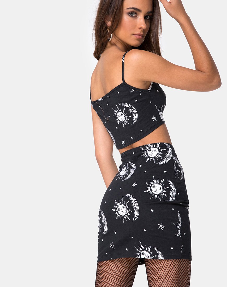 Immagine di Kimmy Gonna Bodycon in Sun Moon Stars BW