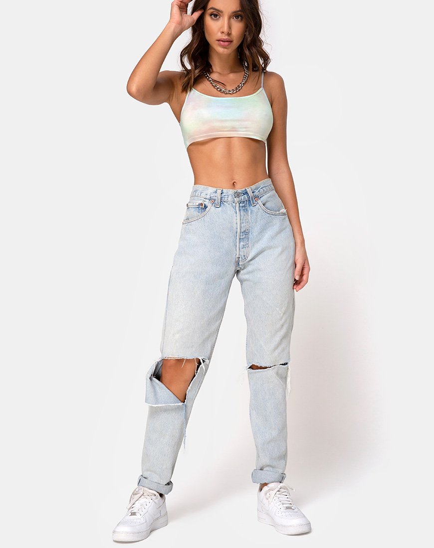 Immagine di Kimo Crop Top in tinta unita pastello