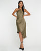 immagine di Kimora Midi Dress in raso oliva scuro