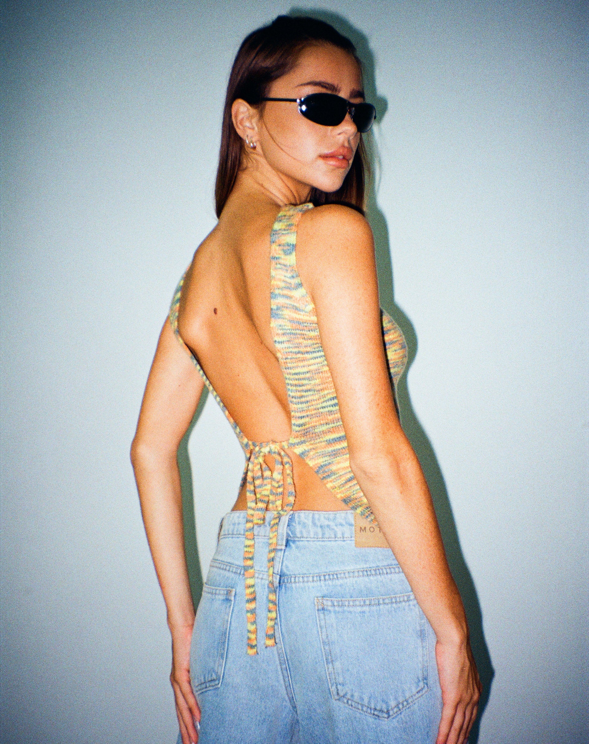 immagine di MOTEL X JACQUIE Kinda Crop Top in Mix Space Dye Multi Colour