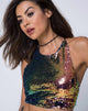 Immagine di Kingsley Crop Top in scaglia di pesce rosa petrolio