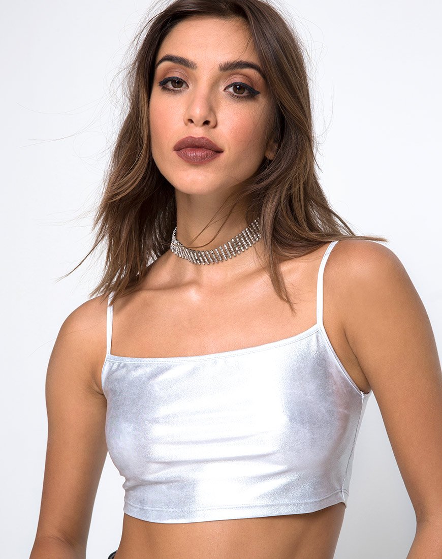 Kini Crop Top in Spandex Argento