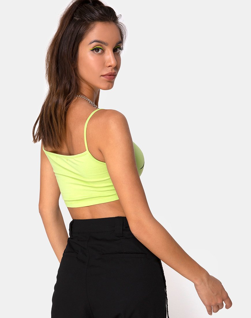 Immagine di Kini Crop Top in verde con inserti tribali neri