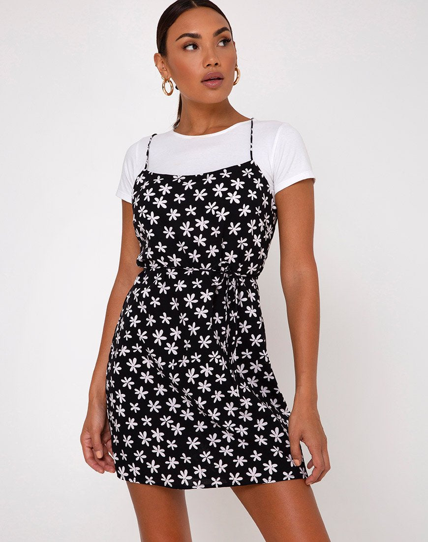 Kinley Slip Dress in margherita anni '90 in bianco e nero
