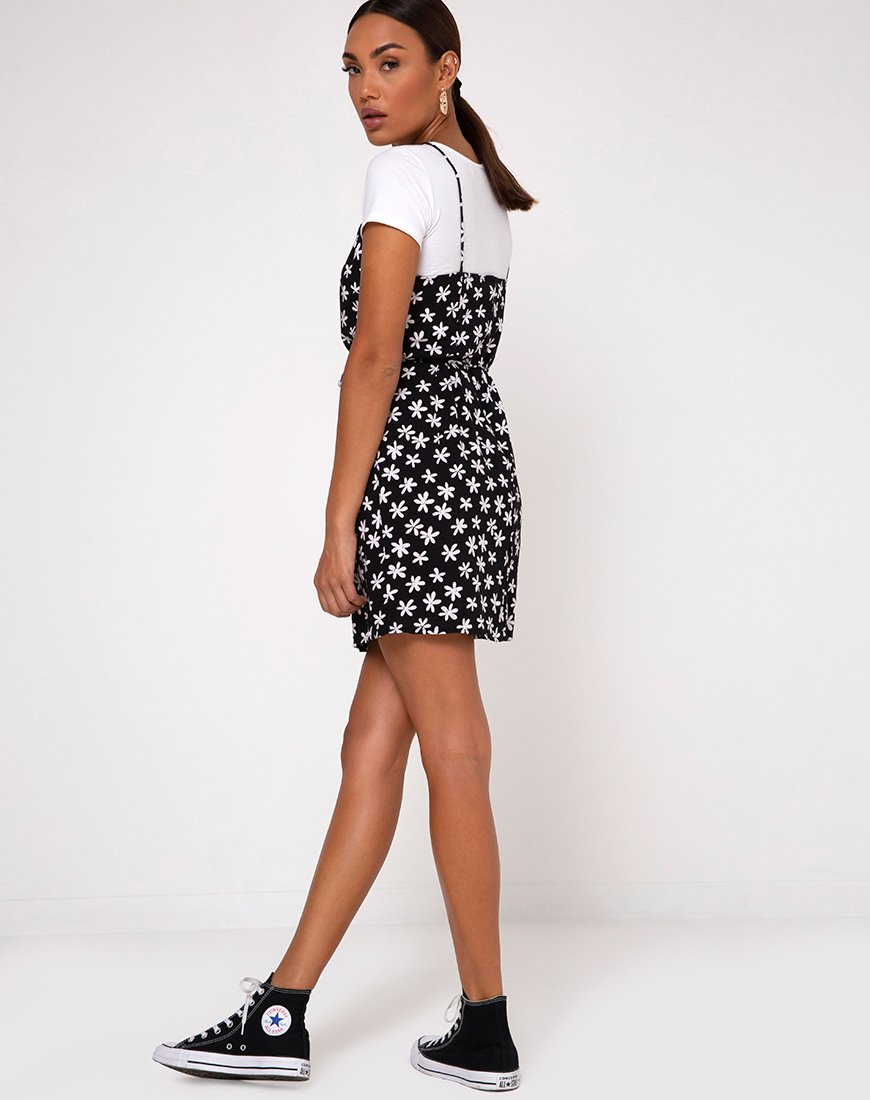 Immagine di Kinley Slip Dress in Daisy anni '90 in bianco e nero
