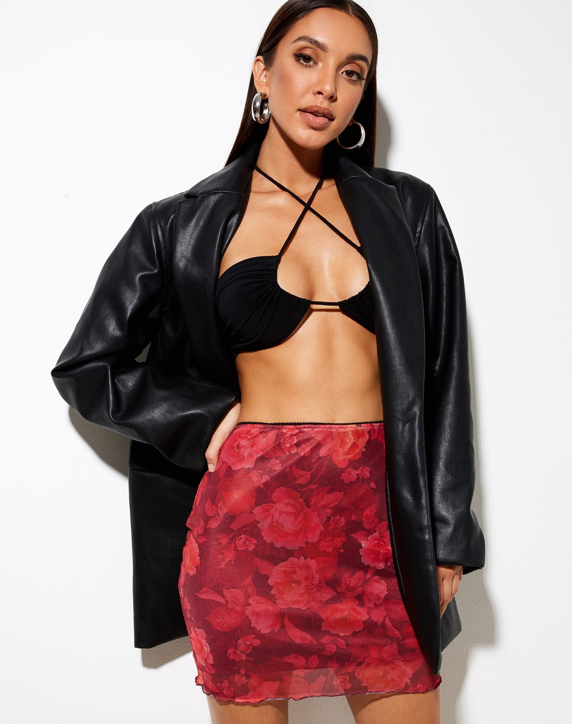Immagine di Kinnie Mini Skirt in Rough Rose Borgogna