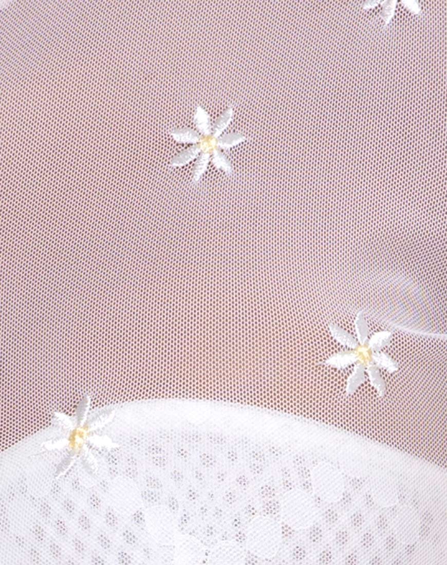Immagine di Tince Top in bianco con ricamo a margherita Bianco