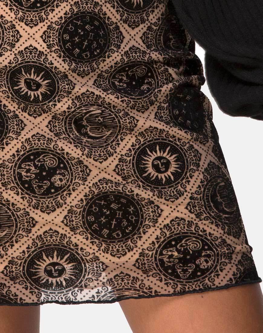 Immagine di Kinnie Mini Gonna in Rete Taupe con Segno Nero Flock