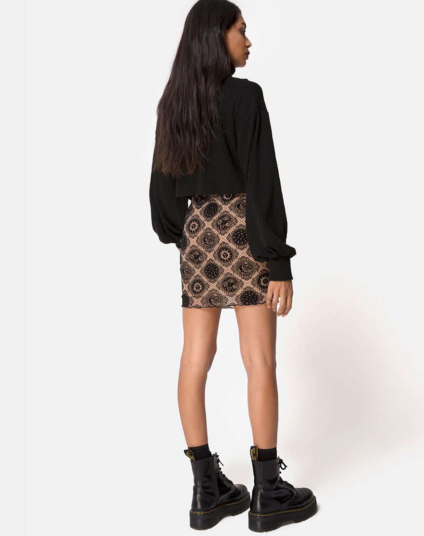 Immagine di Kinnie Mini Gonna in Rete Taupe con Segno Nero Flock