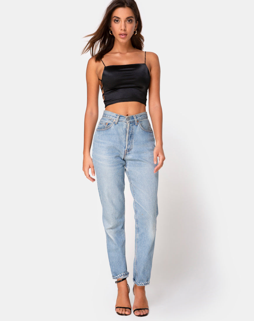 Immagine di Ozka Crop Top in satin nero