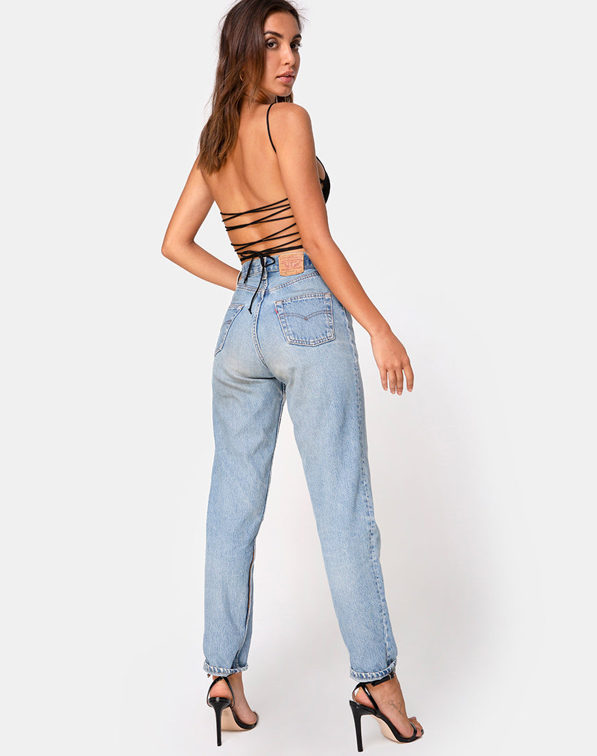 Immagine di Ozka Crop Top in satin nero