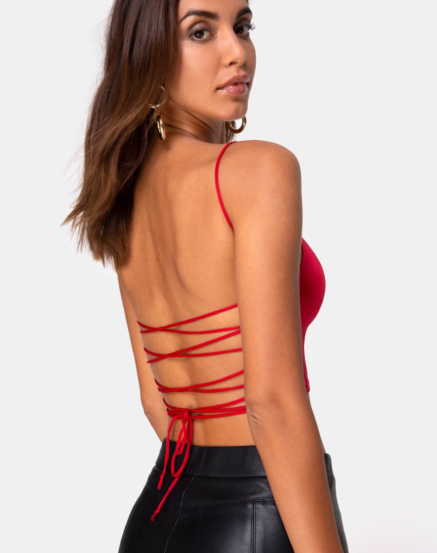 Immagine di Ozka Crop Top in satin rosso