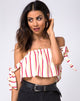 Immagine di Kroes Crop Top anni '70 a righe verticali avorio