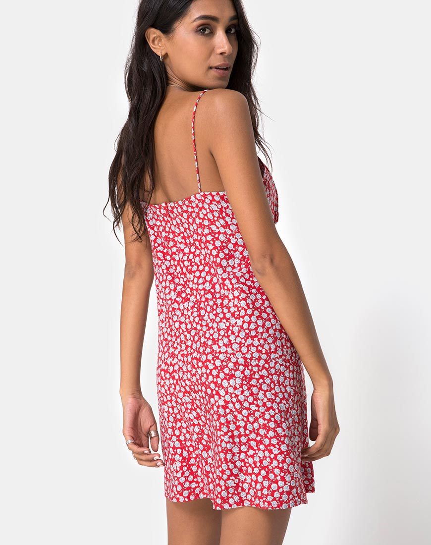 Immagine di Kumala Slip Dress in rosso rosa ditsy e argento