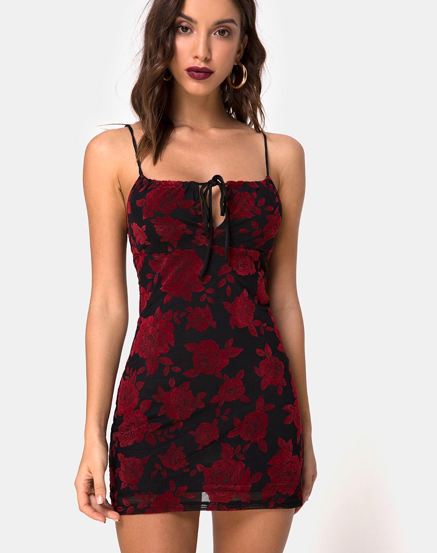 Immagine di Kumin Abito Bodycon in romantica rosa rossa Flock