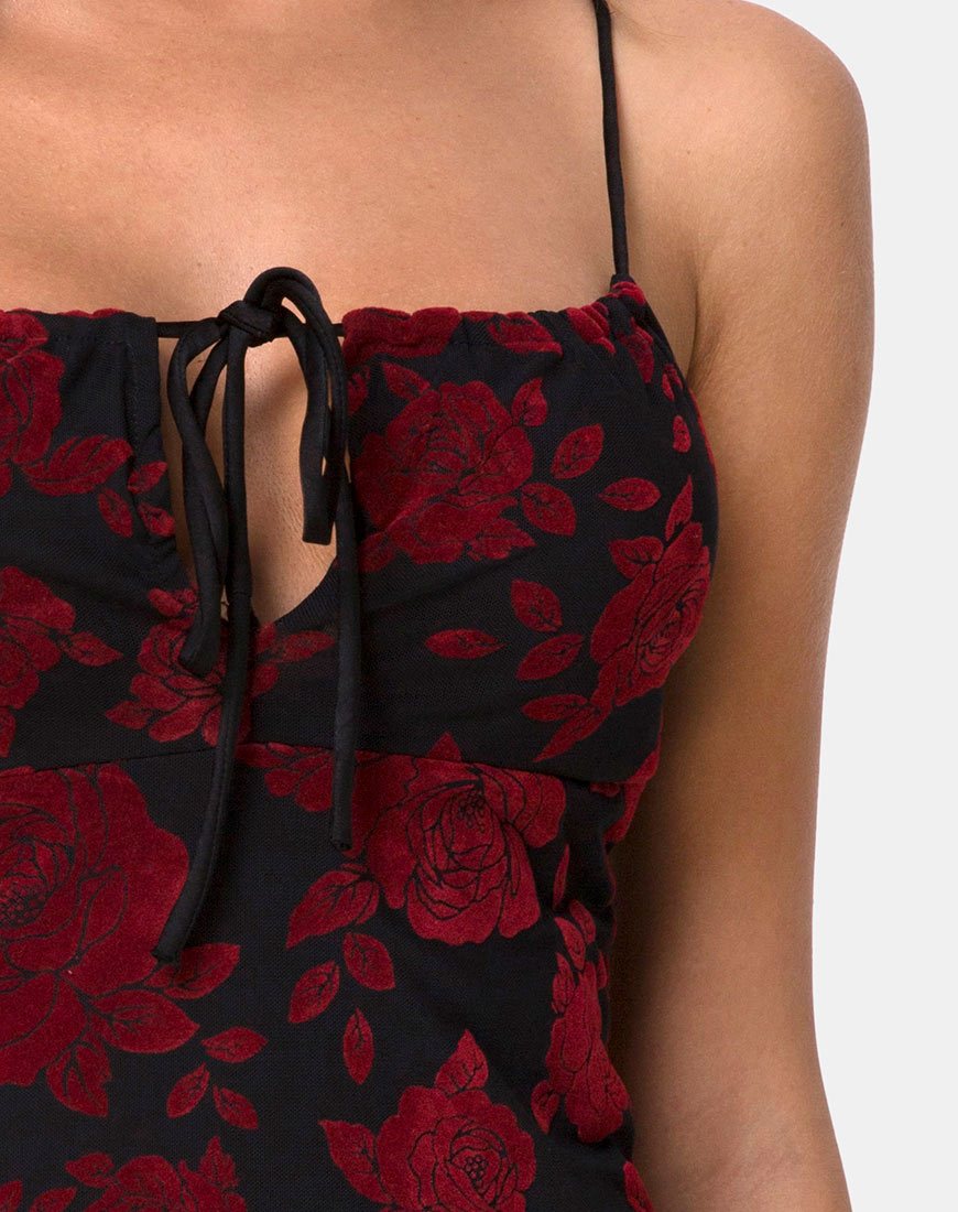 Immagine di Kumin Abito Bodycon in romantica rosa rossa Flock