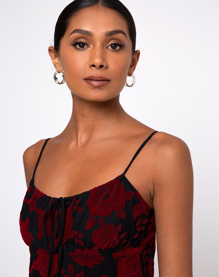 Immagine del vestito Kumala in romantico floccato di rose rosse
