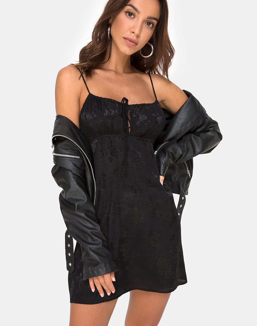 Kumala Slip Dress in Satin Rose Nero