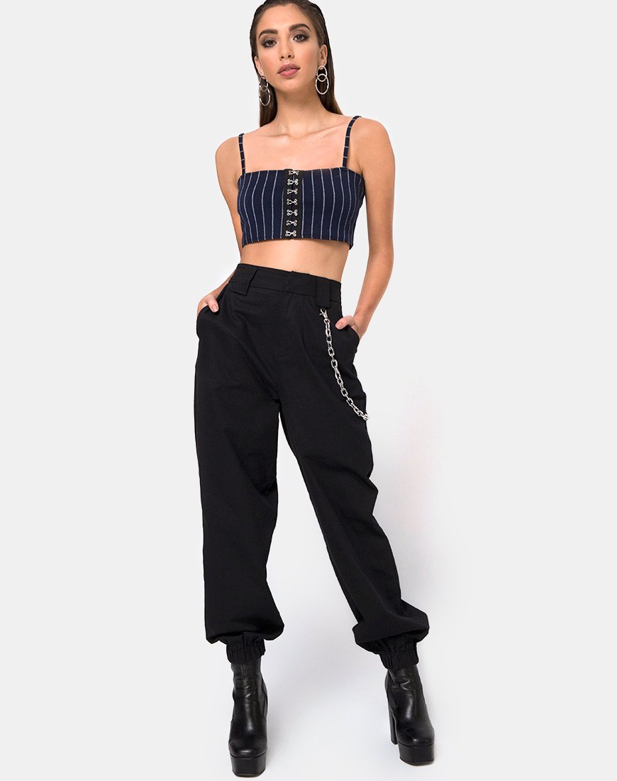 Immagine di Kyga Crop Top in gessato blu navy