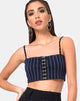 Immagine di Kyga Crop Top in gessato blu navy