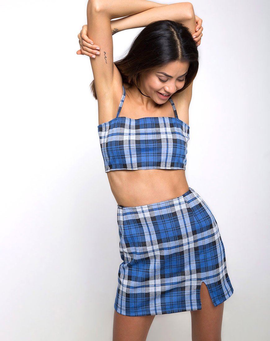Immagine di Dina Mini Gonna in Plaid Stretch Blu